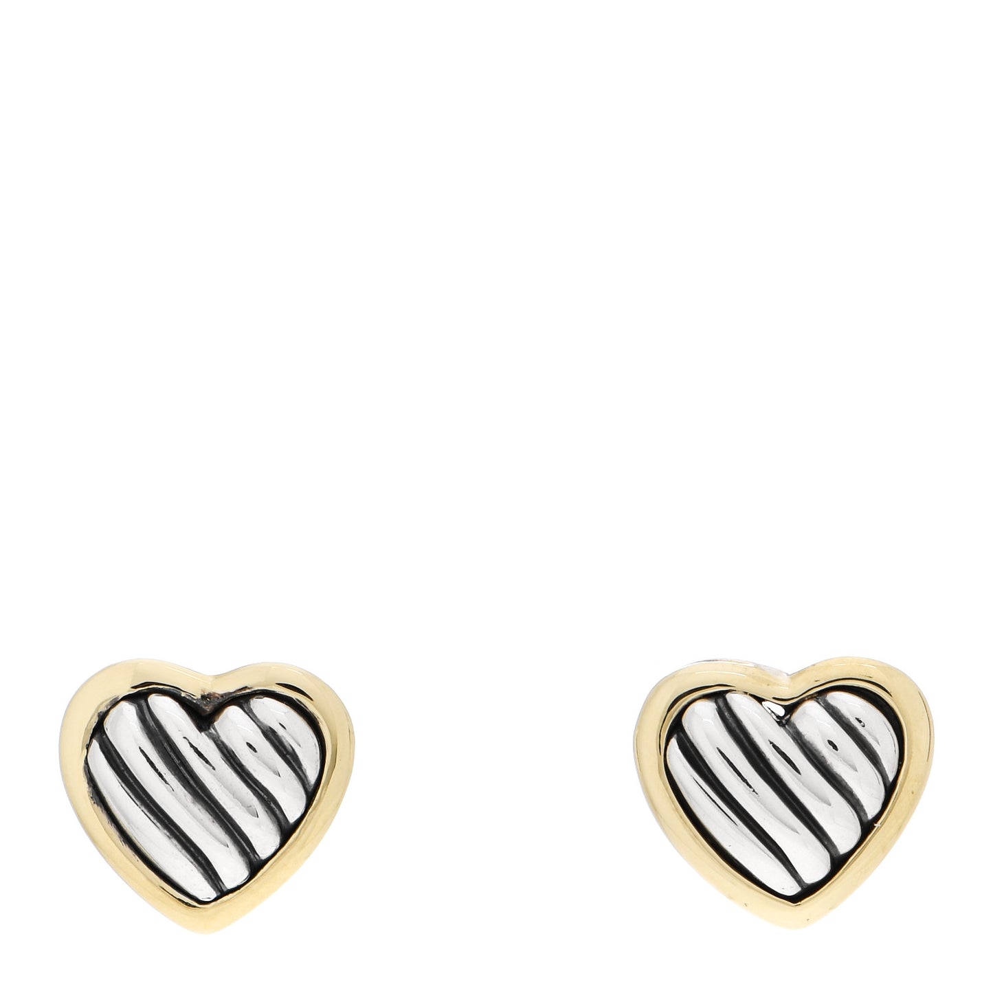 Sterling Silver 18K Yellow Gold Cable Heart Earrings