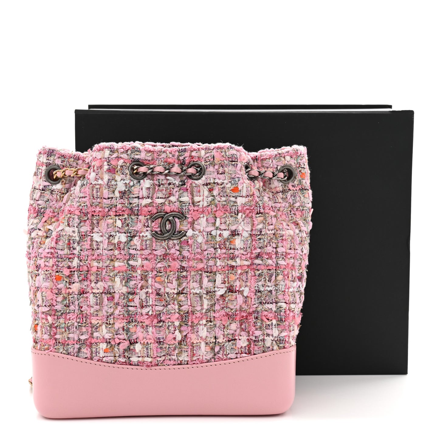 Tweed Calfskin Quilted Gabrielle Backpack Pink
