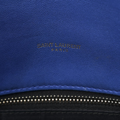 Saint Laurent Lambskin Quilted Medium Loulou Puffer Monogram Chain Satchel Majorele Blue 5 of 13