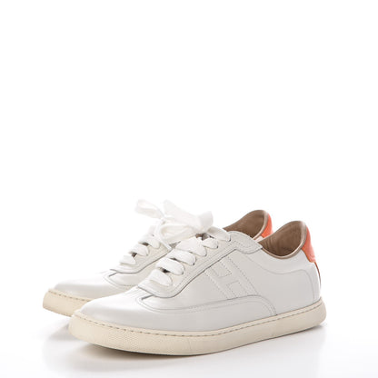 Hermes Calfskin Quicker Sneakers 36.5 White Orange 3 of 10
