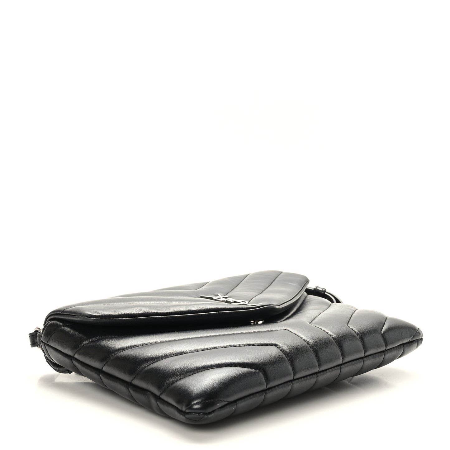 Calfskin Y Quilted Monogram Loulou Flap Bag Black