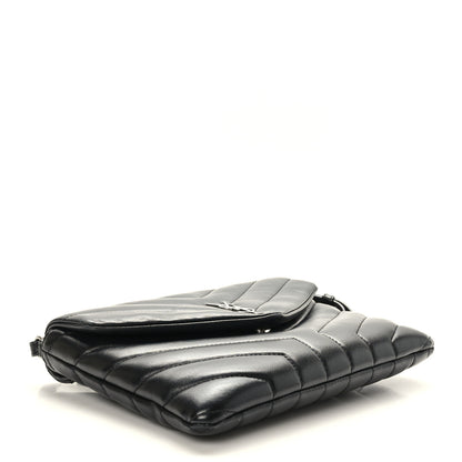 Saint Laurent Calfskin Y Quilted Monogram Loulou Flap Bag Black 4 of 10