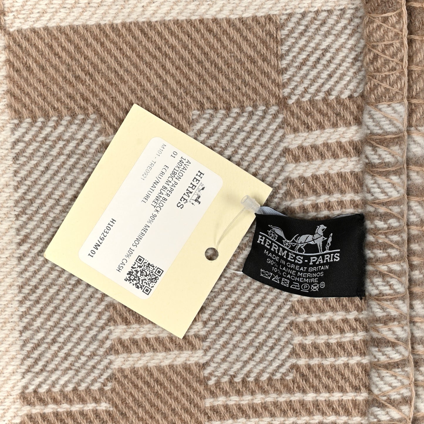 Wool Cashmere Avalon Paper Block Blanket Ecru Naturel
