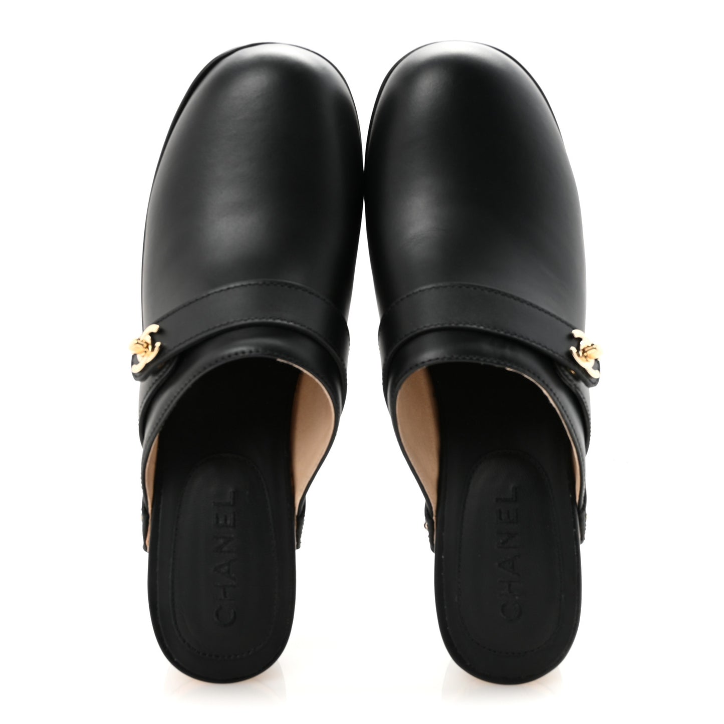 Calfskin CC Turn Lock Clogs 41 Black