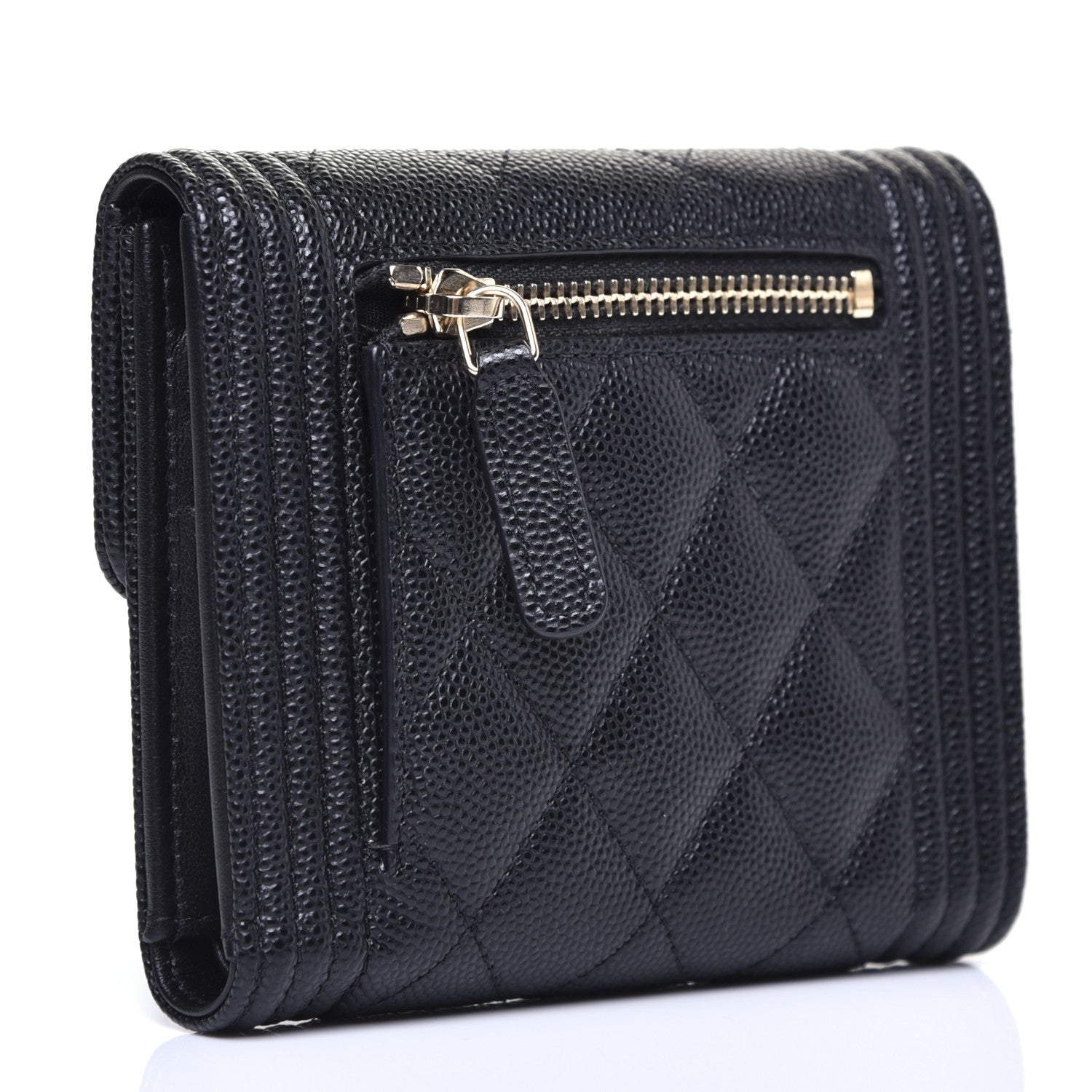 Chanel Caviar Quilted Compact Boy Wallet Black 3 of 12