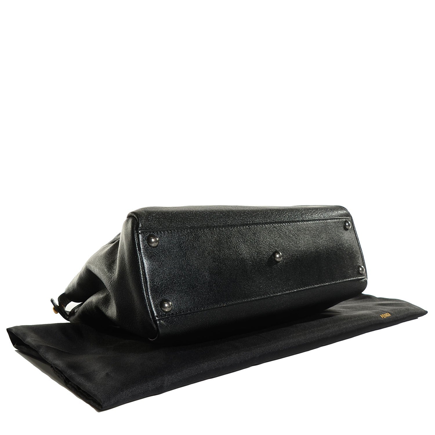 Fendi Goatskin Zucca Medium Peekaboo Iconic Satchel Black Tobacco 4 of 10