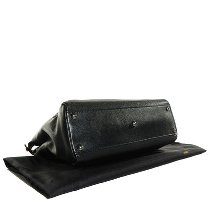 Fendi Goatskin Zucca Medium Peekaboo Iconic Satchel Black Tobacco 4 of 10