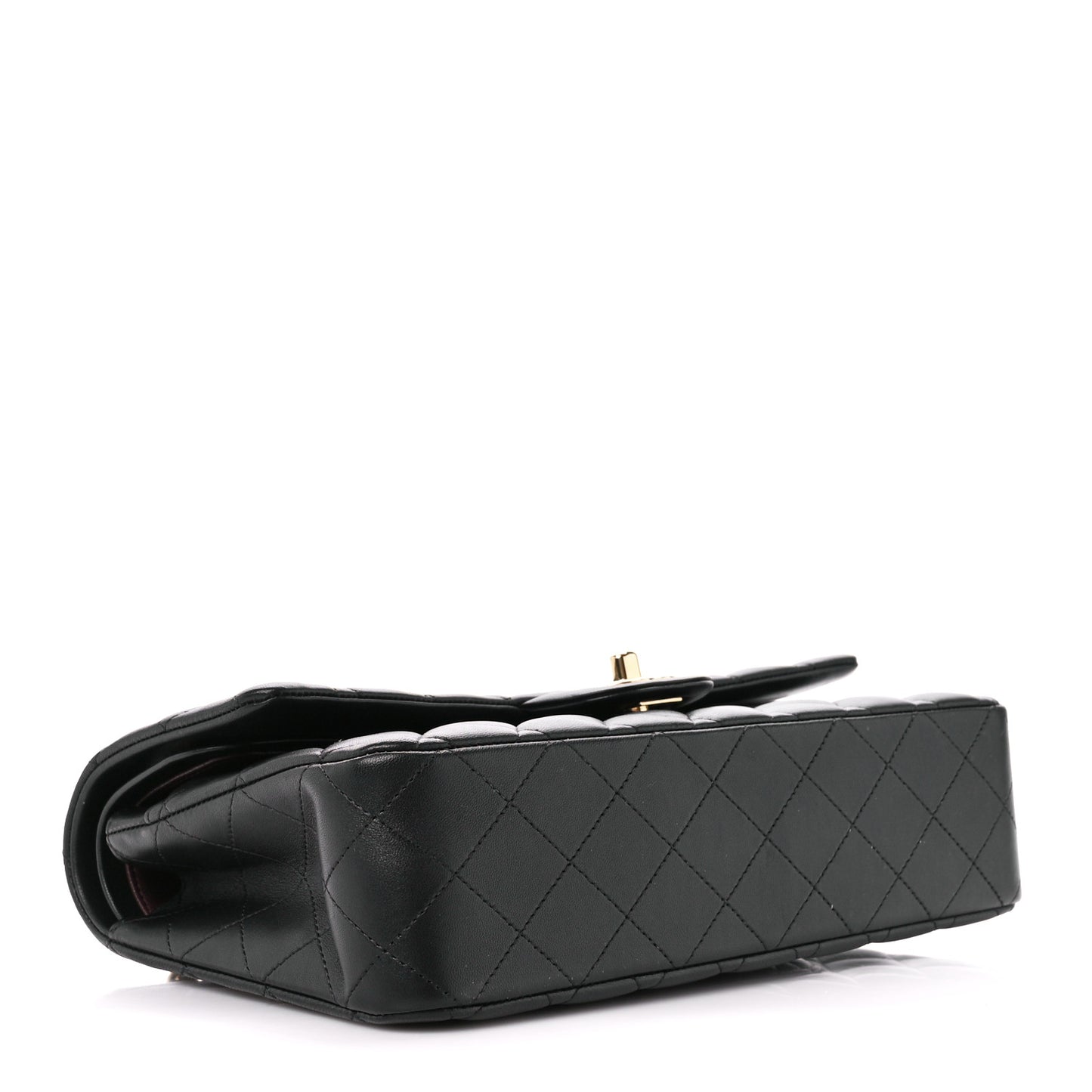 Lambskin Quilted Medium Double Flap Black