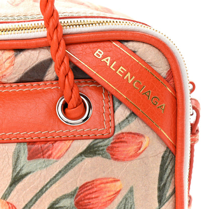 Balenciaga Agneau Floral Print Small Blanket Square Tote Orange 8 of 10