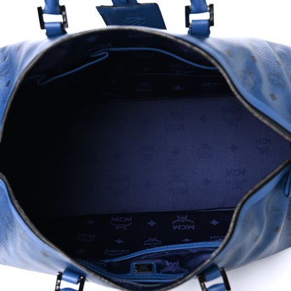 MCM Visetos Large Traveler Weekender Bag Navy Blue 4 of 10