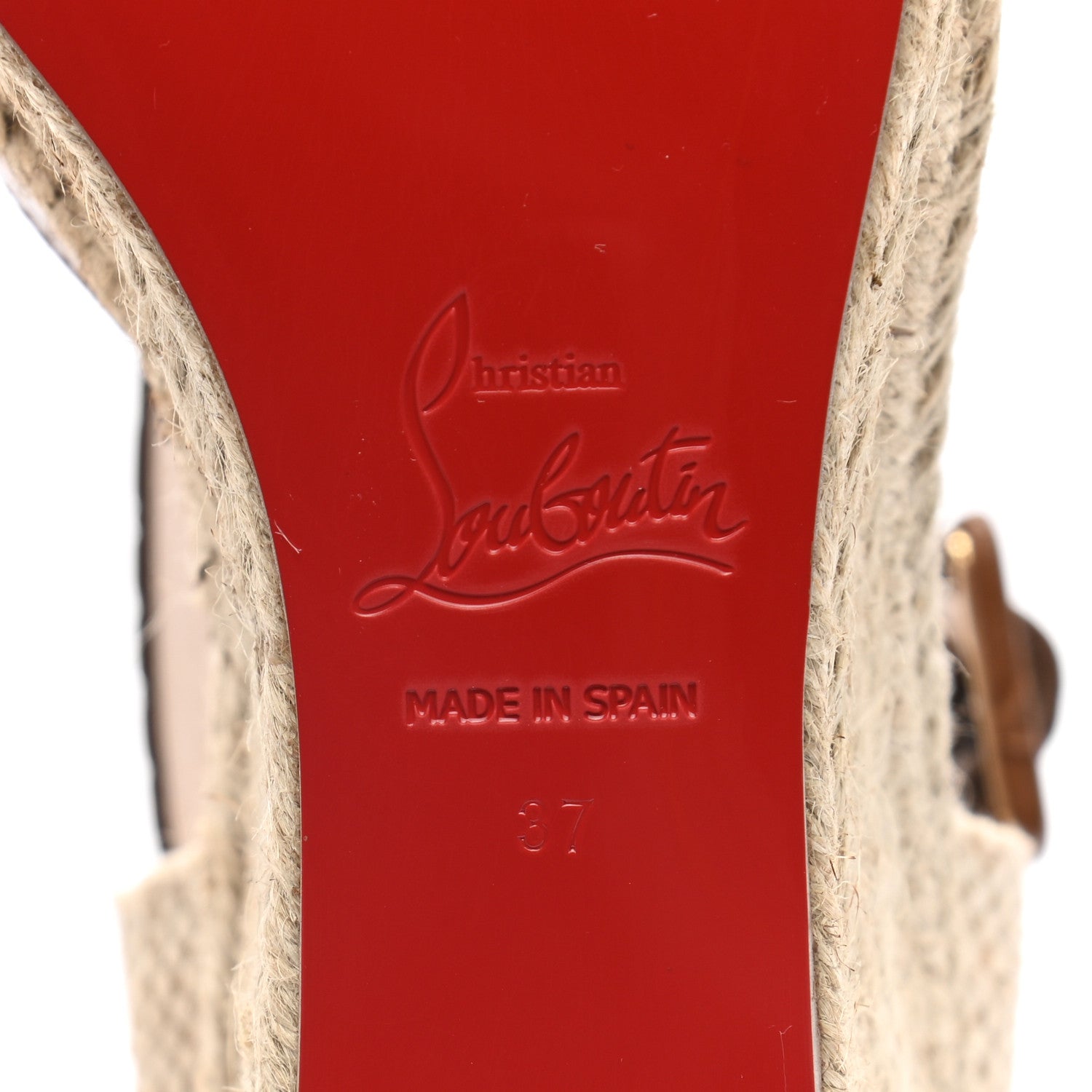 Christian Louboutin Calfskin Crocodile Embossed Amelia 90 Espadrille Wedges 37 Brown 7 of 7
