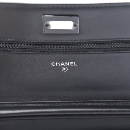 Chanel Aged Calfskin Chevron Quilted Reissue Wallet On Chain WOC So Black 6 of 13
