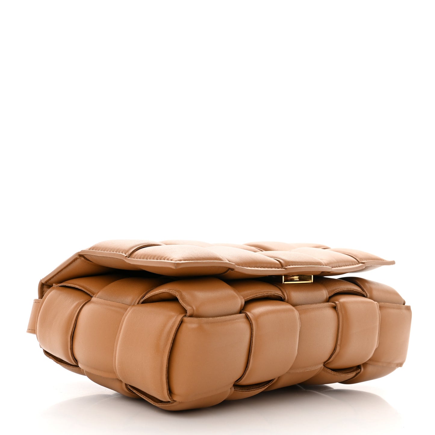 Nappa Maxi Intreccio Padded Cassette Crossbody Bag Caramel