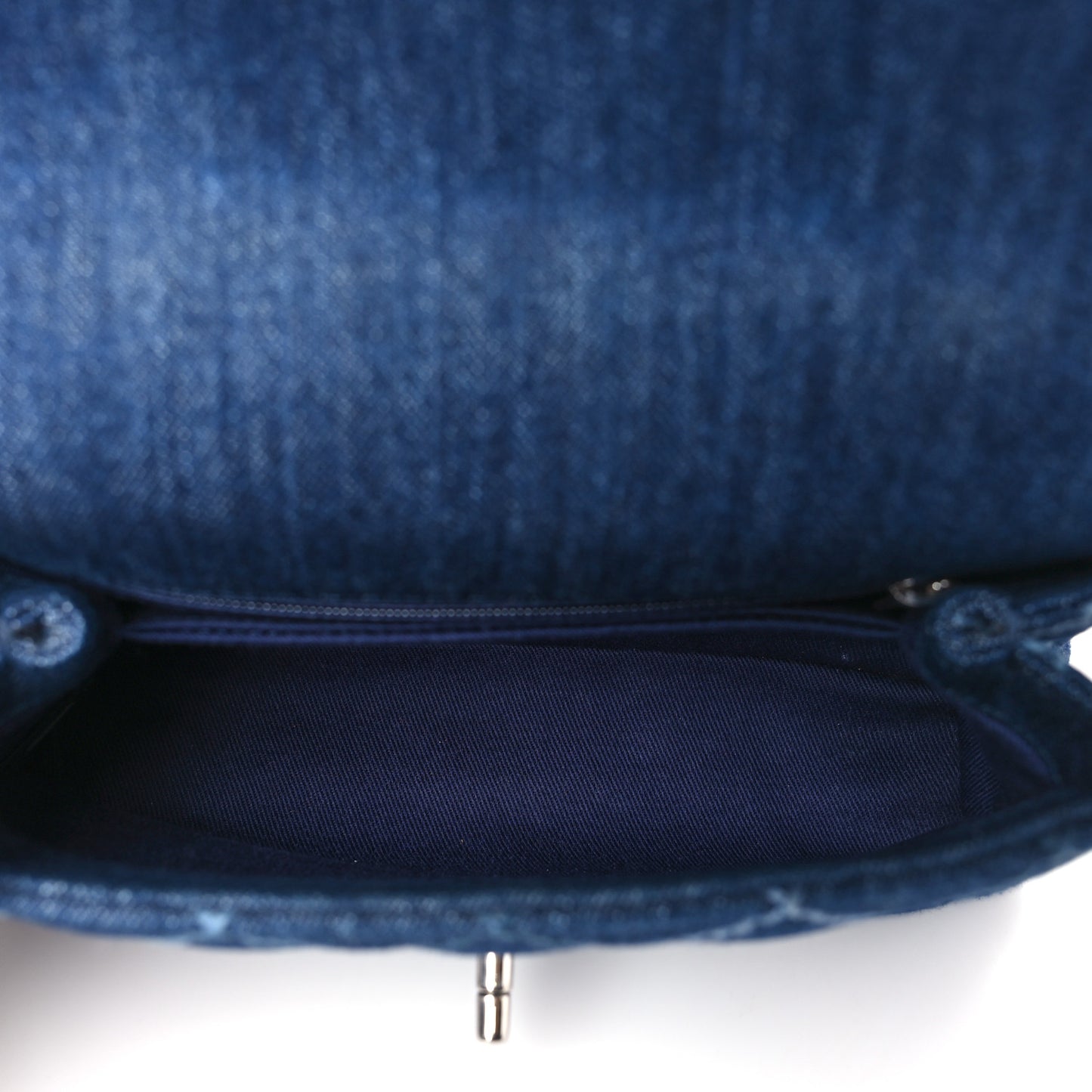 Denim Quilted Mini Coco Handle Flap Blue