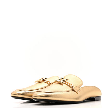 Louis Vuitton Metallic Lambskin Upper Case Open Back Flat Loafer 40 Gold 4 of 10
