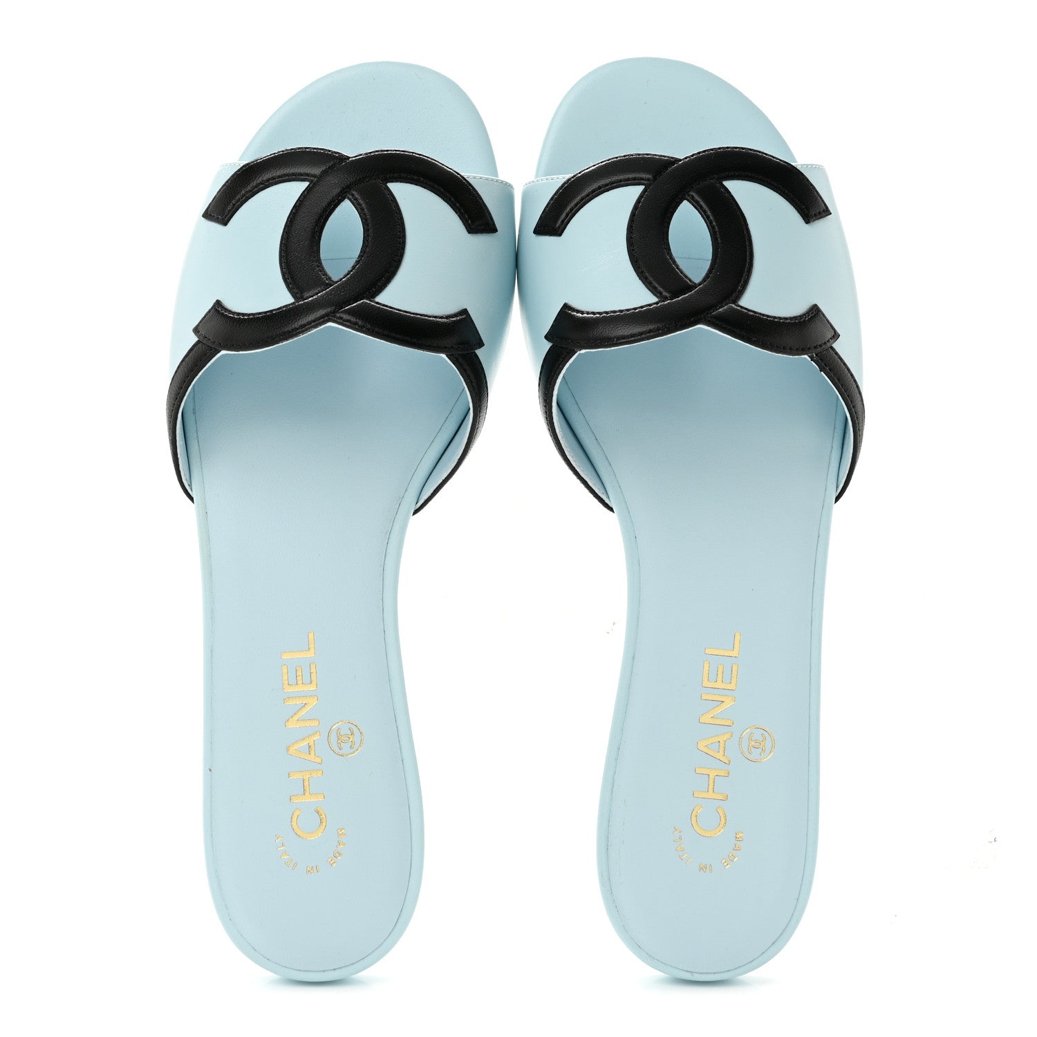 Chanel Lambskin CC Cutout Mules 40 Blue Black 2 of 10