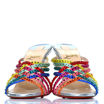 Christian Louboutin Specchio Calfskin Crystal Marthastrass 100 Slide Sandals 38 Silver Multicolor 2 of 7