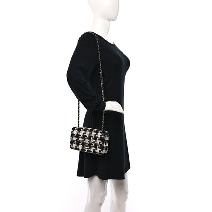 Chanel Tweed Quilted Mini Rectangular Flap Black Ecru White 2 of 10