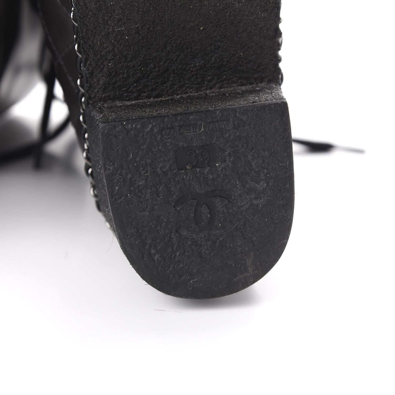 Chanel Calfskin Quilted Chain Around Combat Boots 39 Black 6 of 7