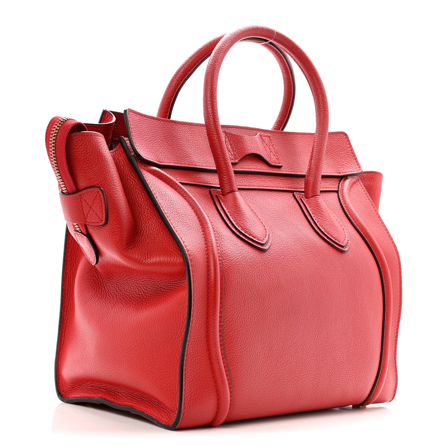 Celine Drummed Calfskin Mini Luggage Coquelicot 3 of 12