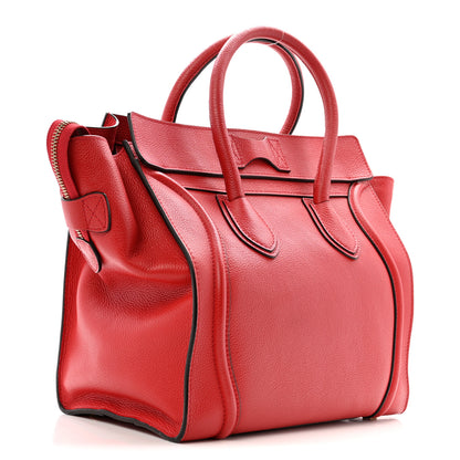 Celine Drummed Calfskin Mini Luggage Coquelicot 3 of 12