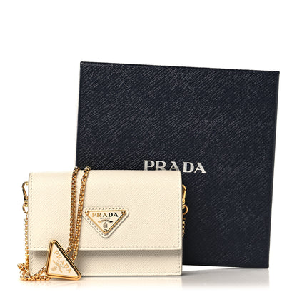 Prada Saffiano Card Holder With Chain Talco 9 of 9