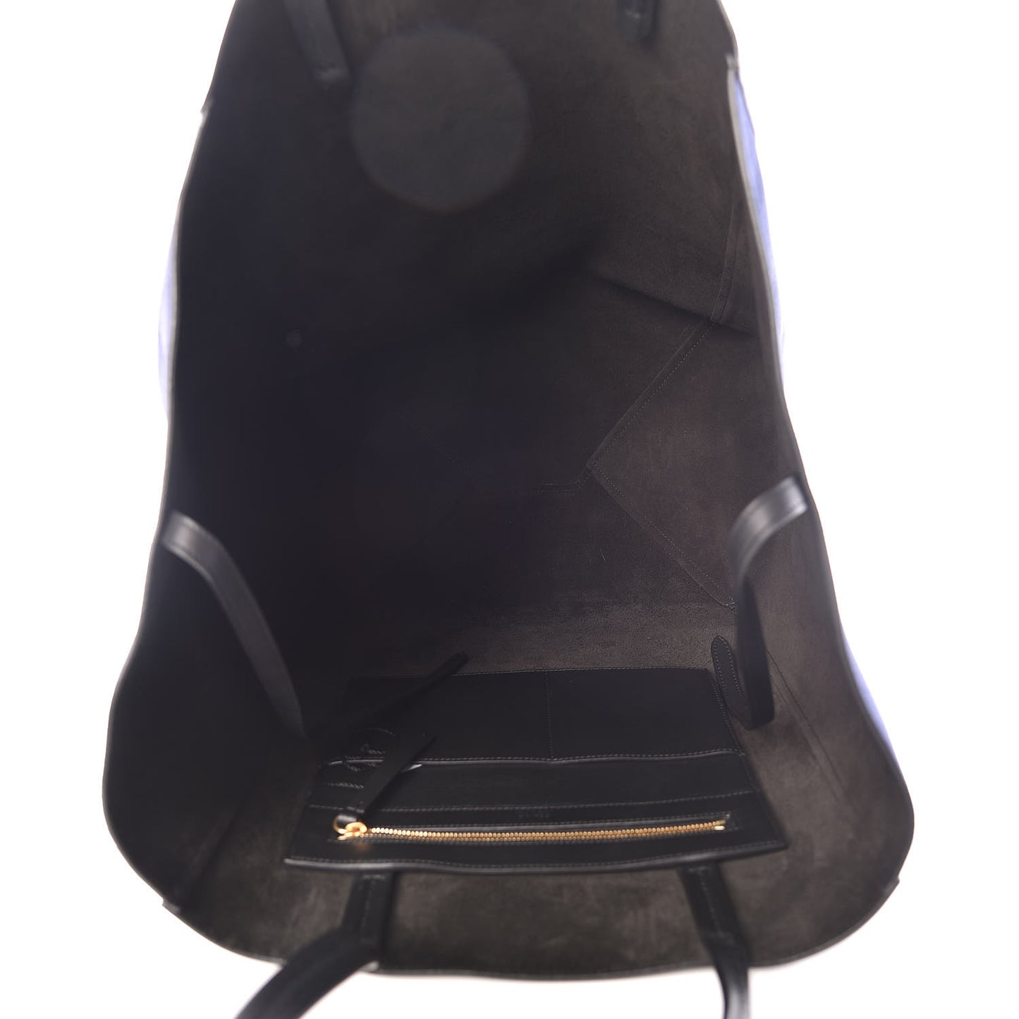 Smooth Calfskin Suede Large Phantom Luggage Bi-Cabas Black Navy