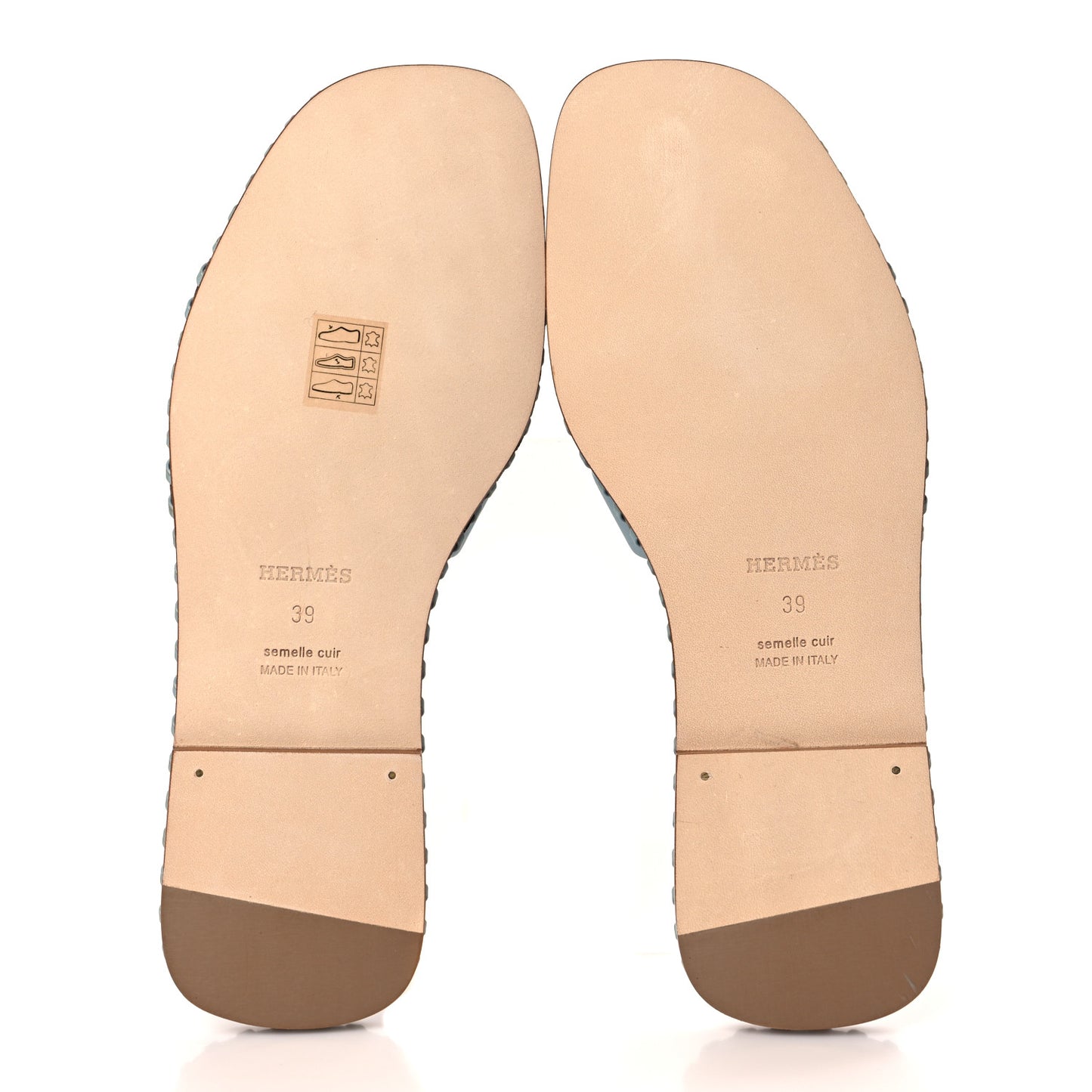 Box Calfskin Braided Oran Sandals 39 Vert D'eau