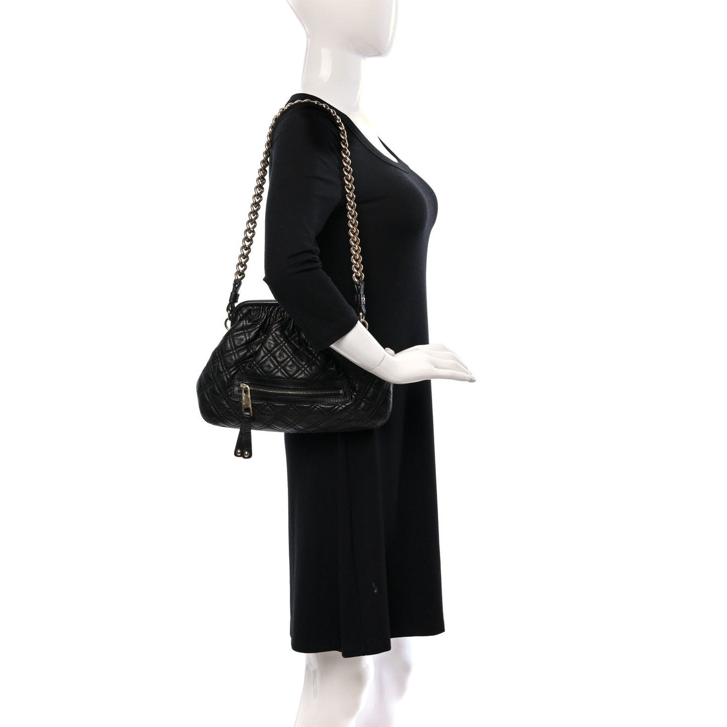 Calfskin Quilted Little Stam Black