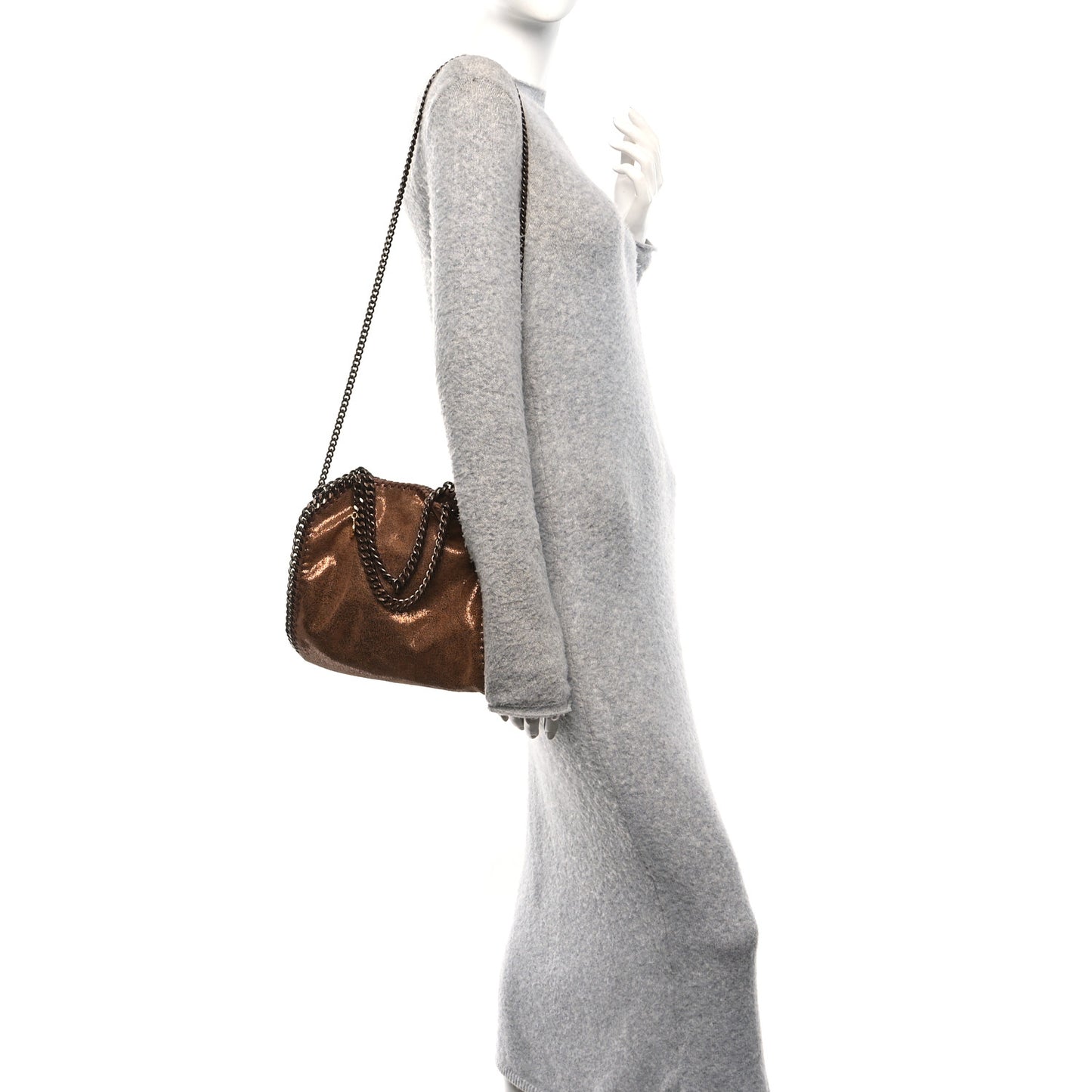 Metallic Shaggy Deer Mini Falabella Fold Over Tote Bronze
