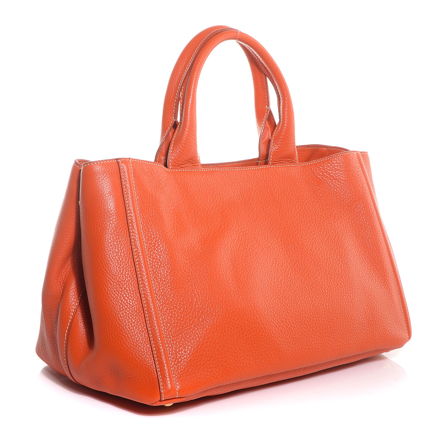 Prada Vitello Daino Shopping Tote Papaya 3 of 10
