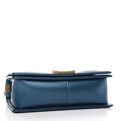 Chanel Metallic Calfskin Quilted Medium Boy Flap Blue 4 of 11