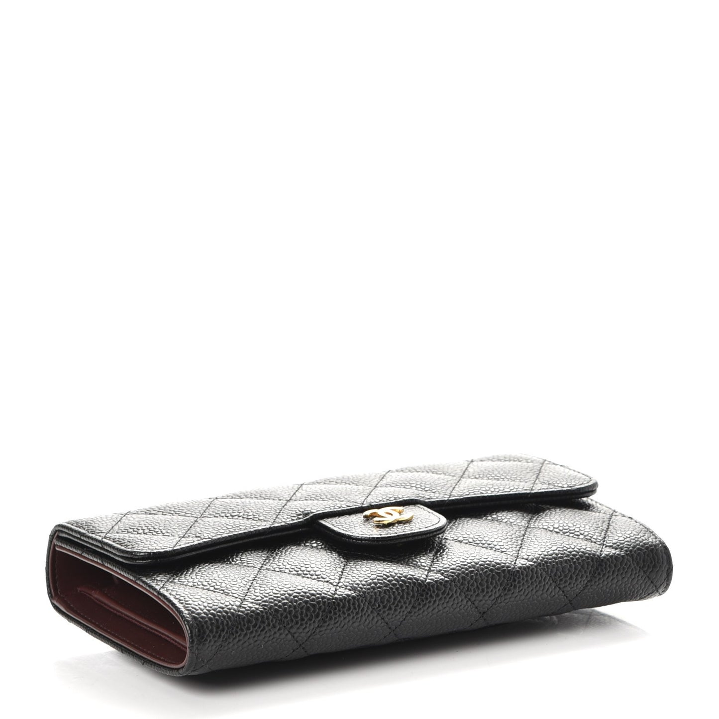 Caviar Quilted Large Flap Wallet Black