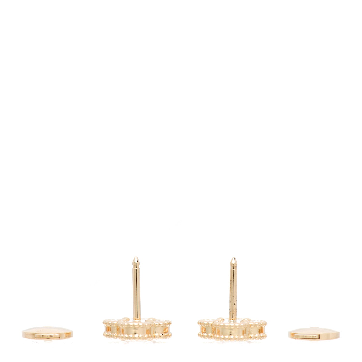 Van Cleef & Arpels 18K Yellow Gold Mother of Pearl Sweet Alhambra Earrings 3 of 5