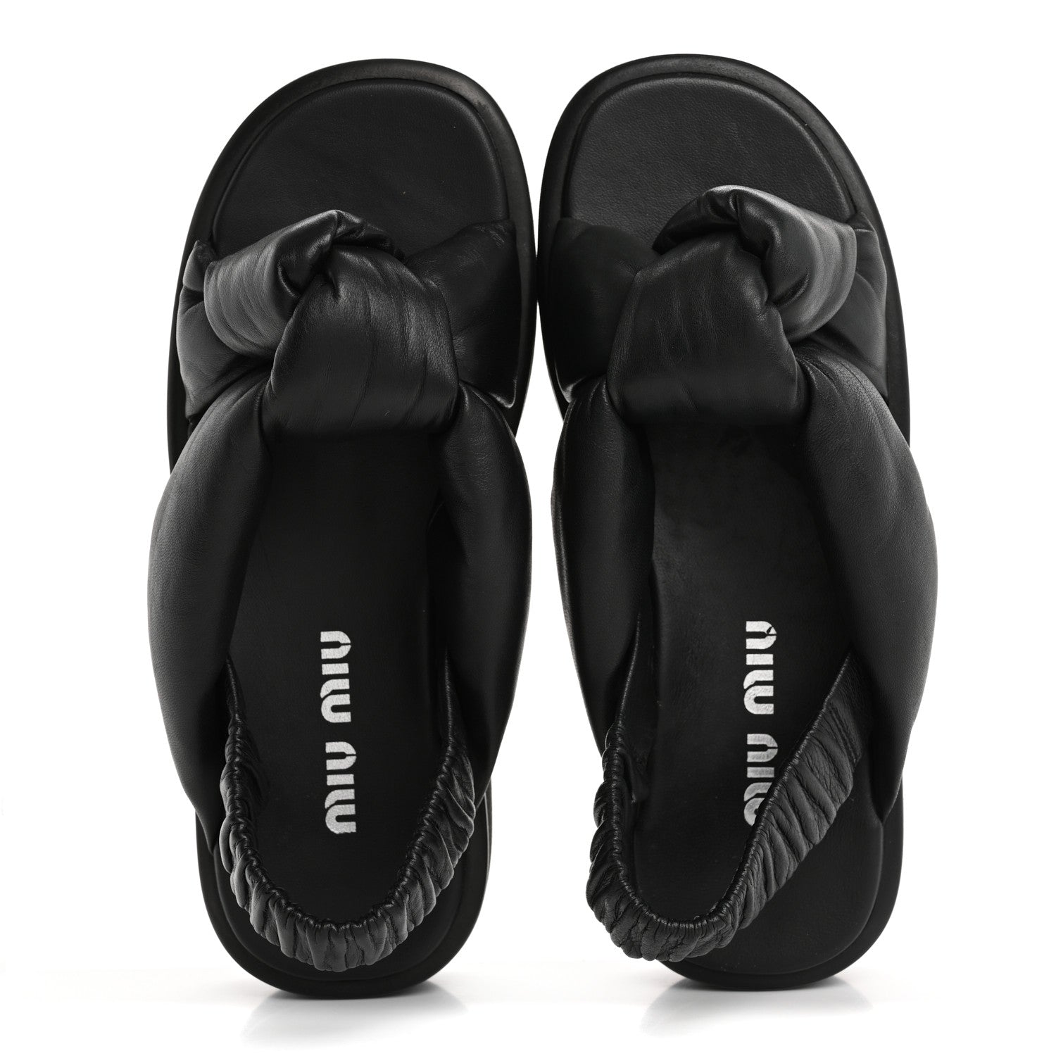 Miu Miu Padded Nappa Flatform Sandals 35 Black 2 of 9