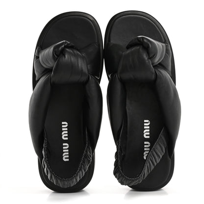Miu Miu Padded Nappa Flatform Sandals 35 Black 2 of 9