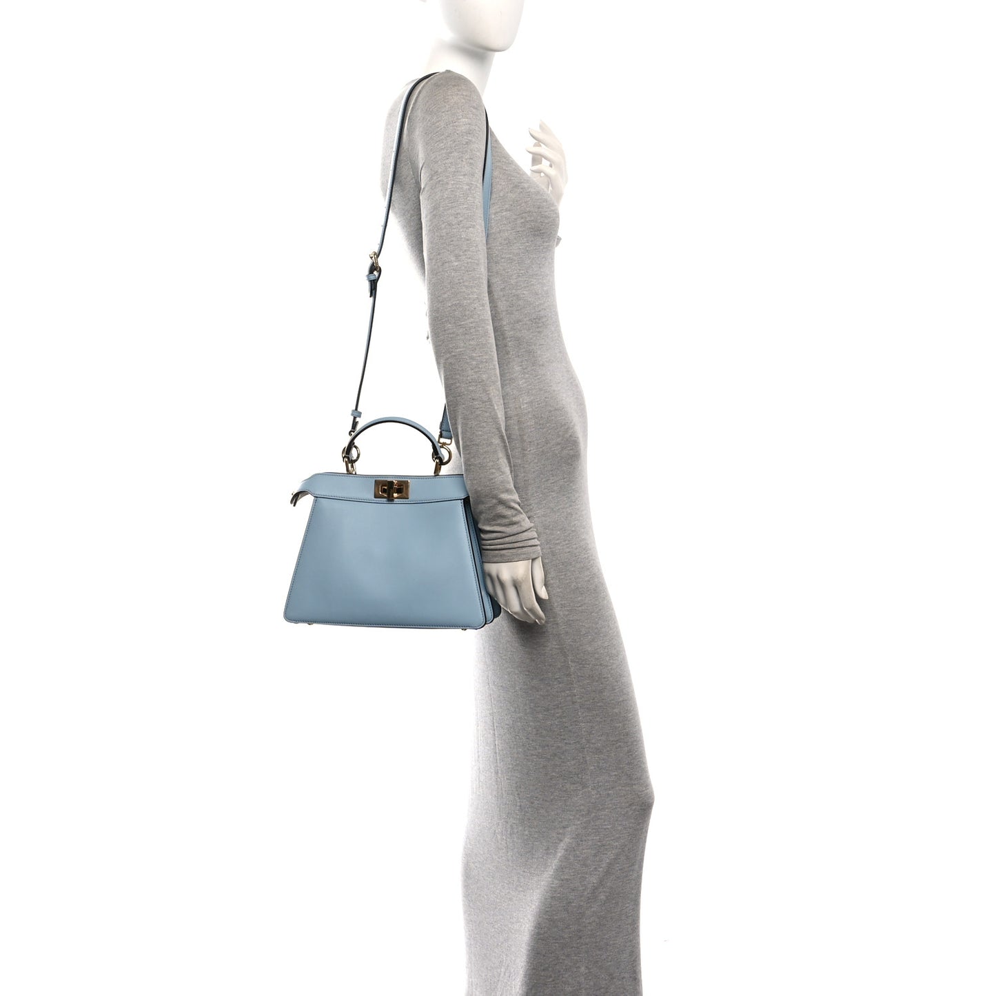 Vitello Seta Shiny Nappa Small Peekaboo I SEE U Satchel  Azzurro Baby Camelia