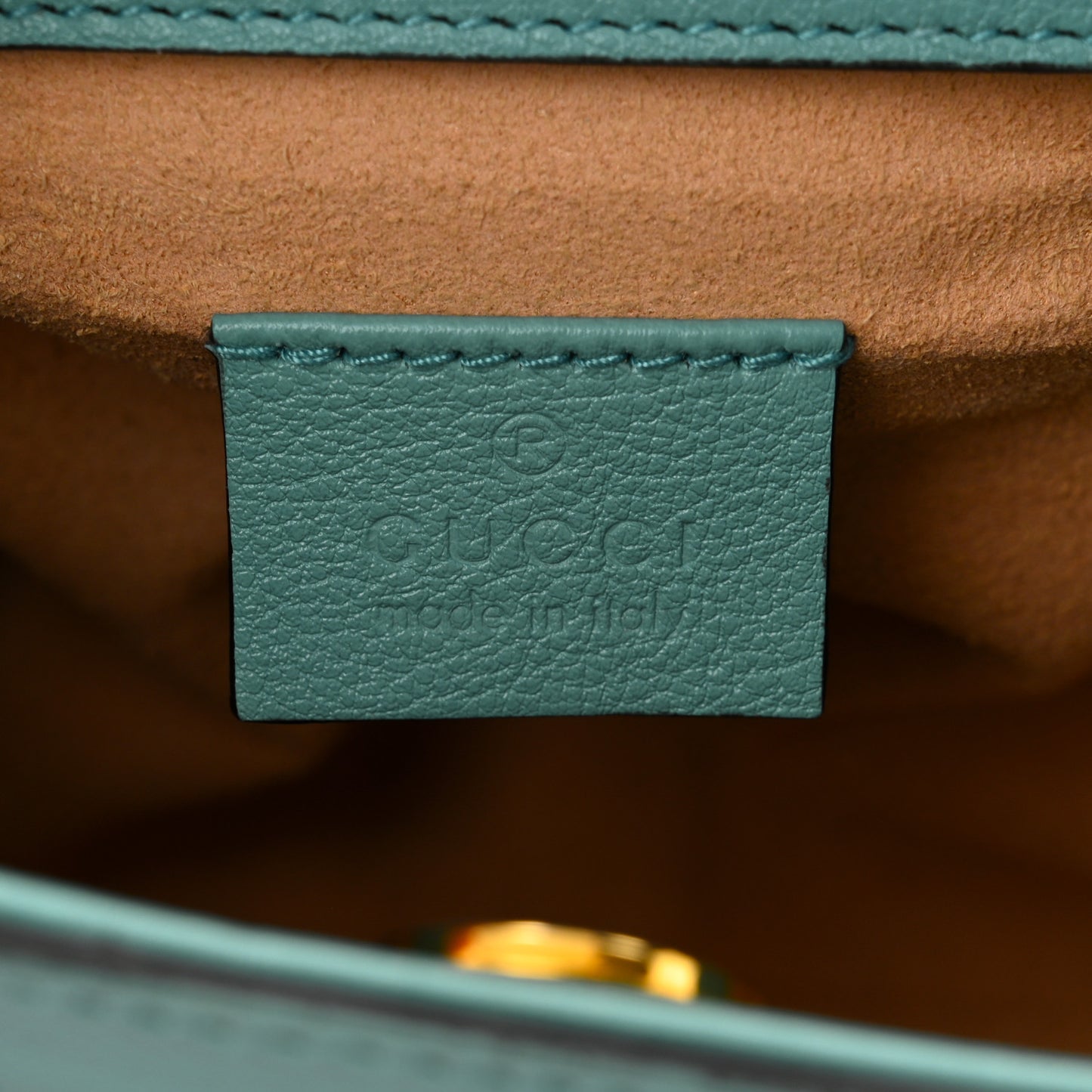 Textured Dollar Calfskin Web Mini Diana Tote Bag Dusty Azure Deep Orange