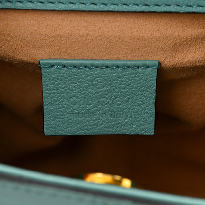 Gucci Textured Dollar Calfskin Web Mini Diana Tote Bag Dusty Azure Deep Orange 6 of 11