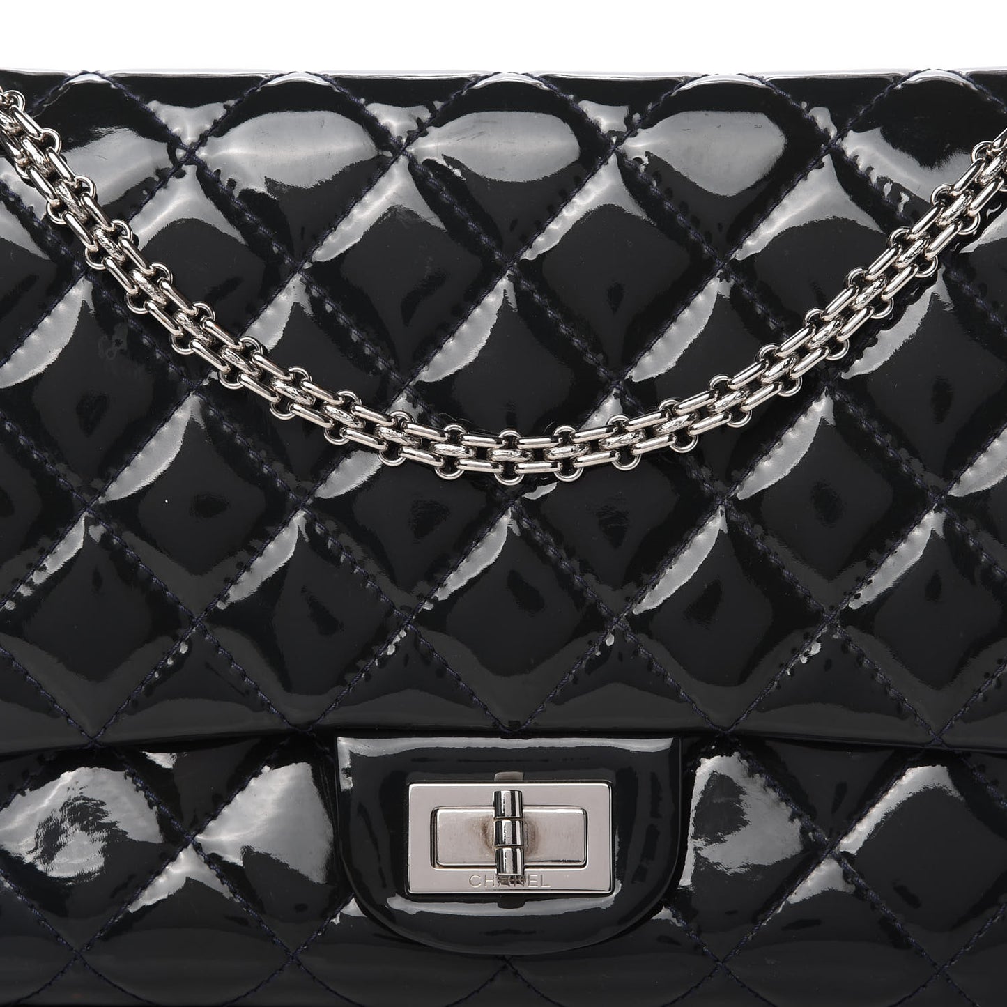 Patent Quilted 2.55 Reissue 227 Flap Dark Blue