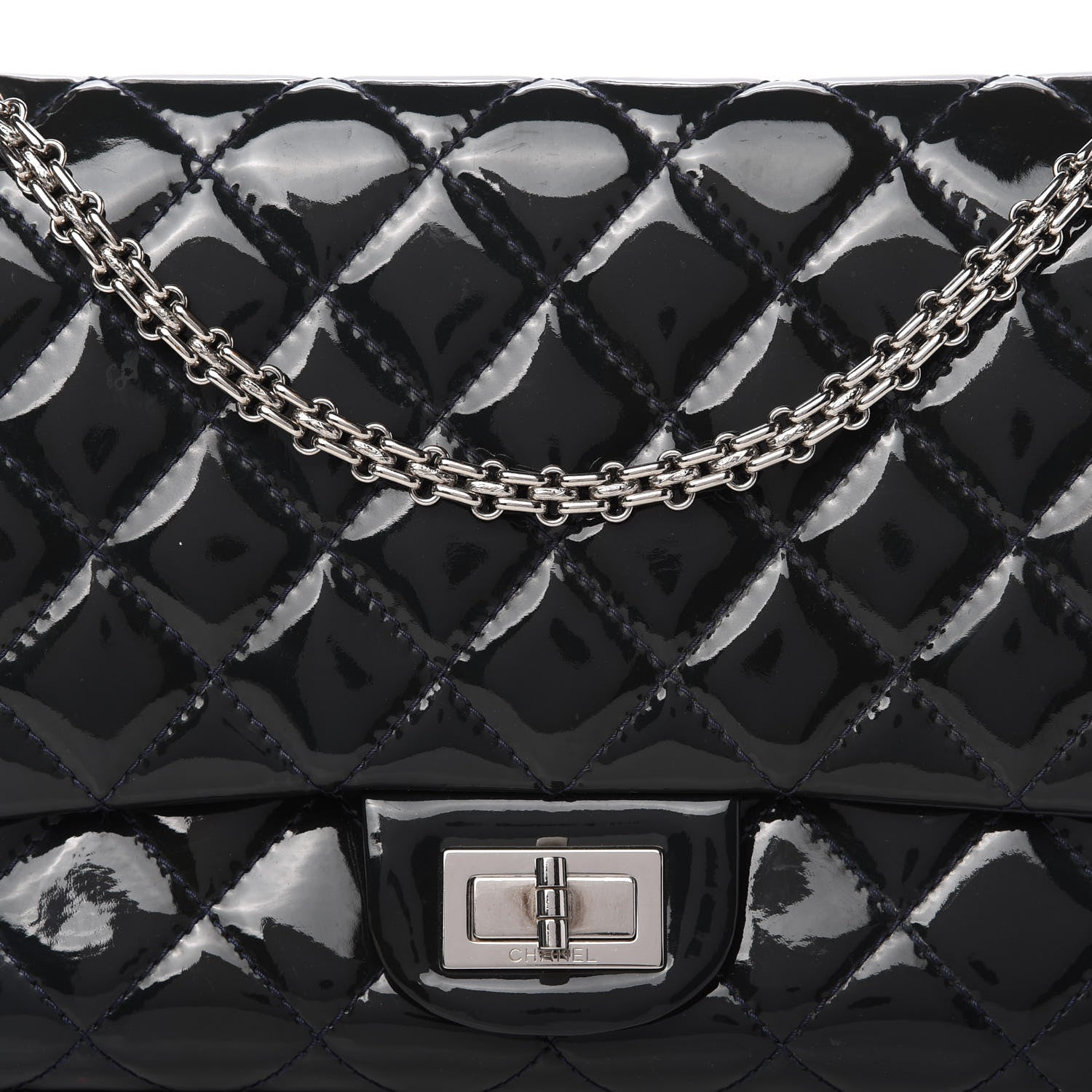 Chanel Patent Quilted 2.55 Reissue 227 Flap Dark Blue 10 of 10