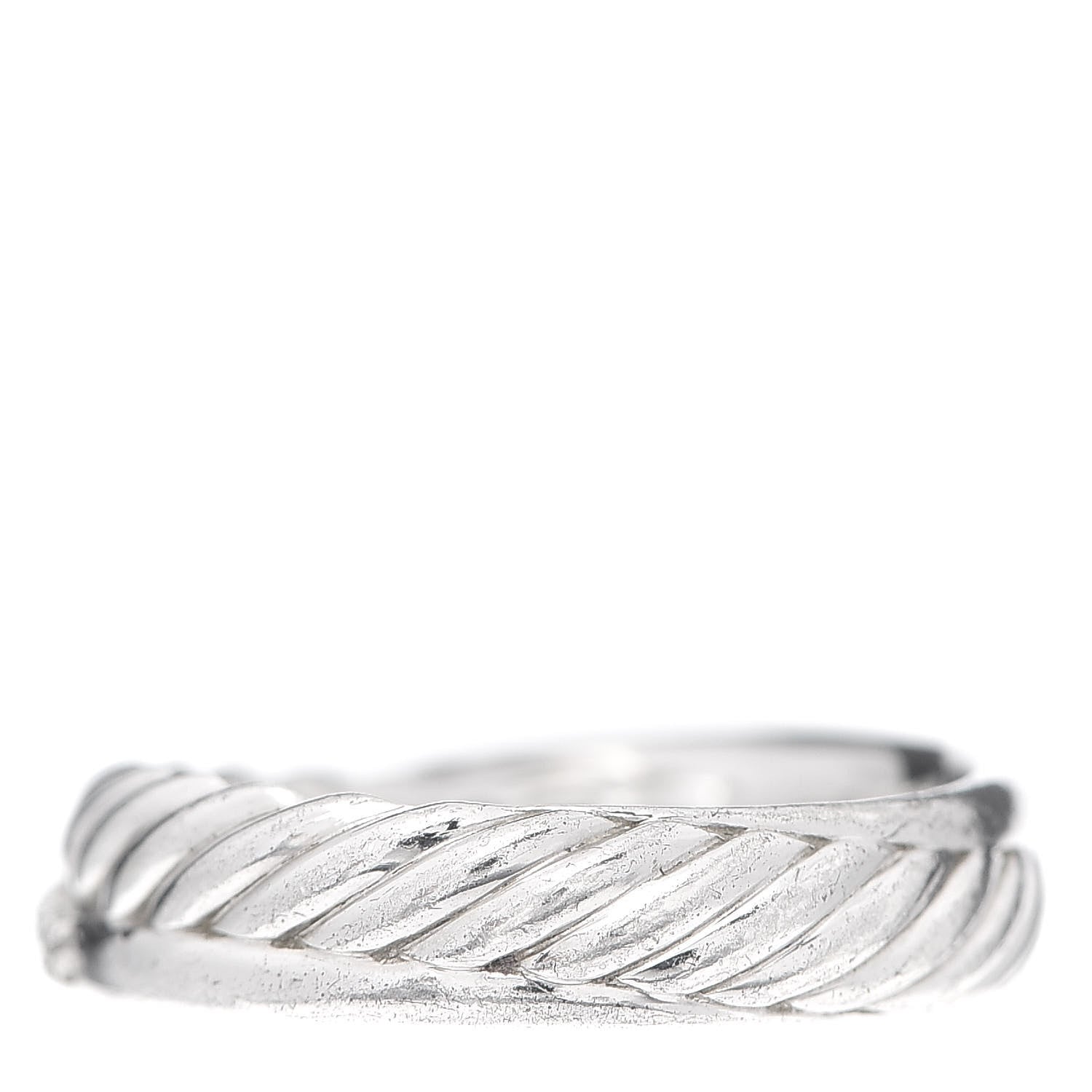 David Yurman Sterling Silver Diamond 5mm Crossover Ring 52 6 3 of 4