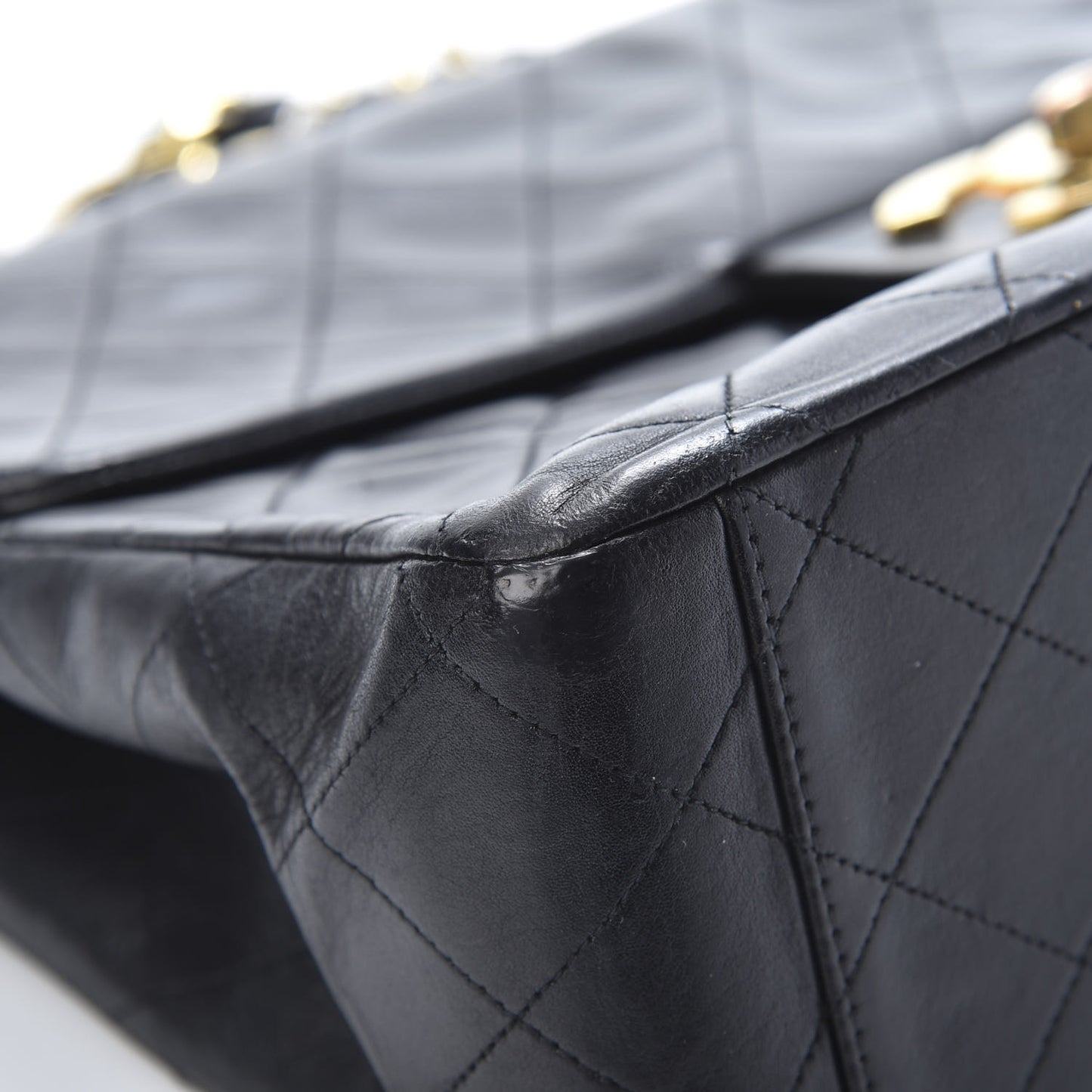 Lambskin Quilted XL Jumbo Single Flap Black