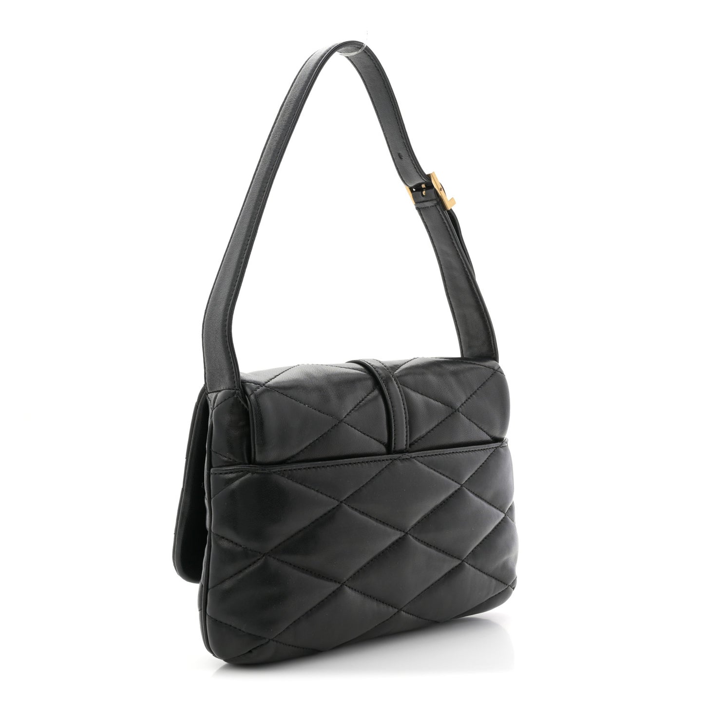 Lambskin Quilted Le 57 Diamond Shoulder Bag Black