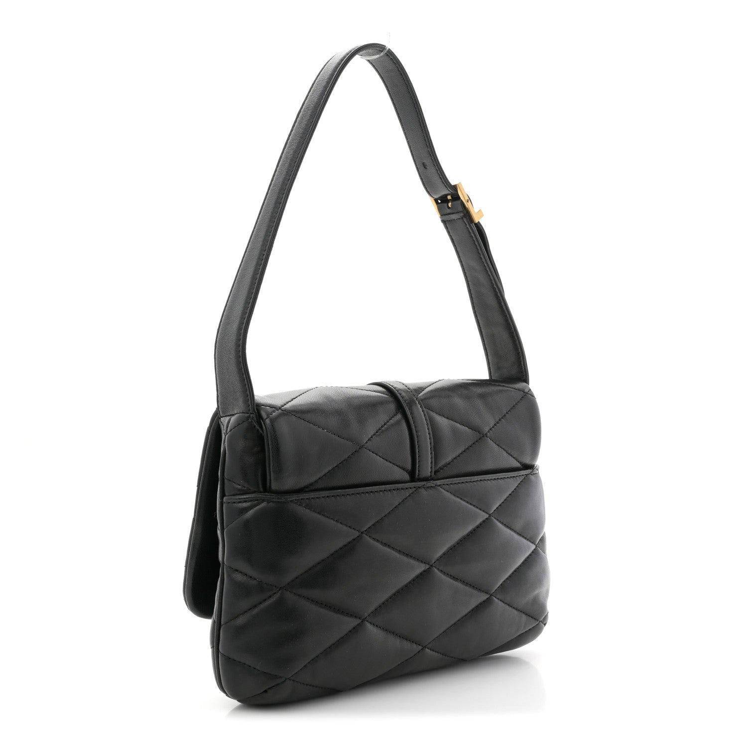 Saint Laurent Lambskin Quilted Le 57 Diamond Shoulder Bag Black 3 of 10