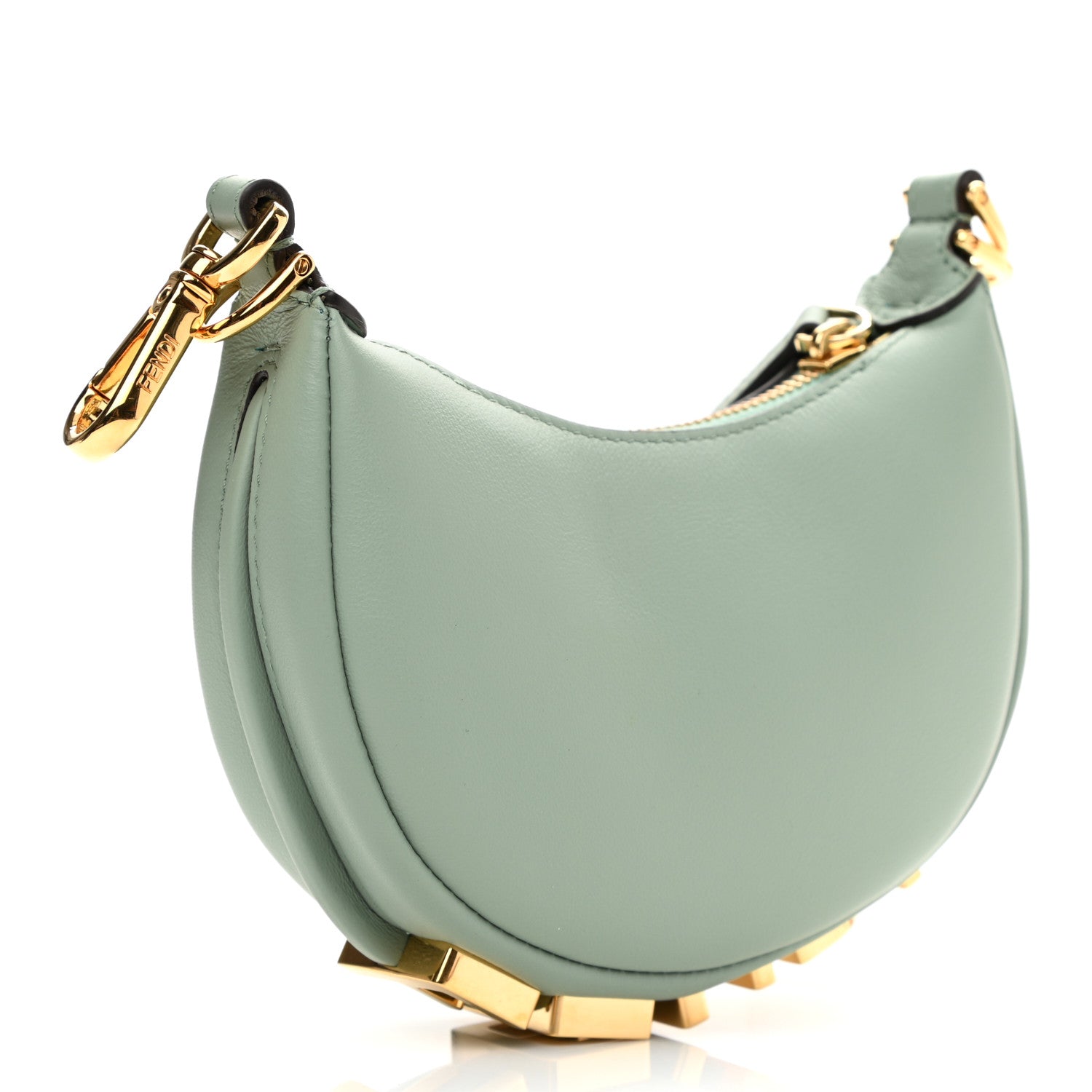 Fendi Vitello Grace New Matte Nano Fendigraphy Hobo Charm Menta 3 of 10