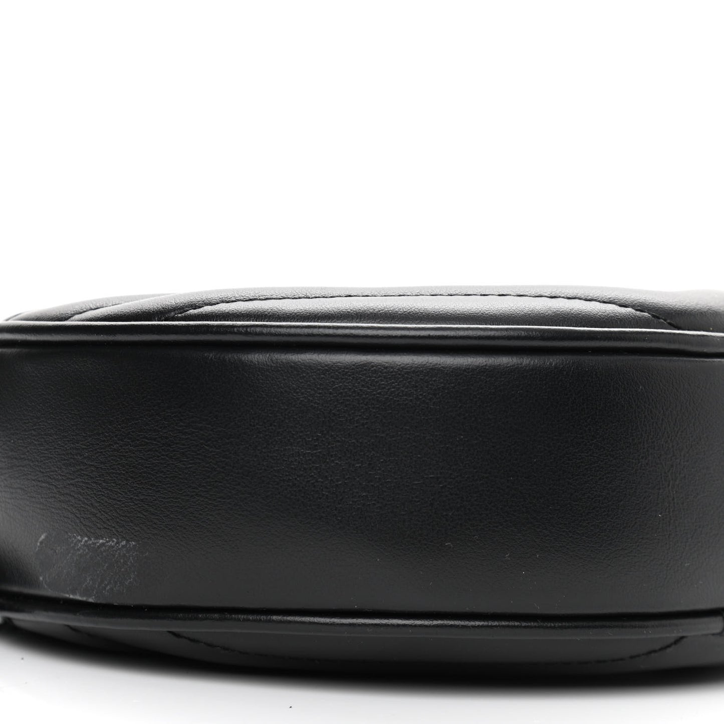 Calfskin Matelasse Chevron Round Vinyle Camera Bag Black
