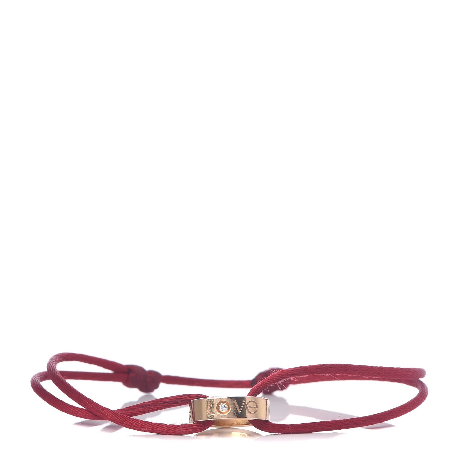 Cartier 18K Pink Gold Diamond Charity LOVE Adjustable Cord Bracelet Red 1 of 6