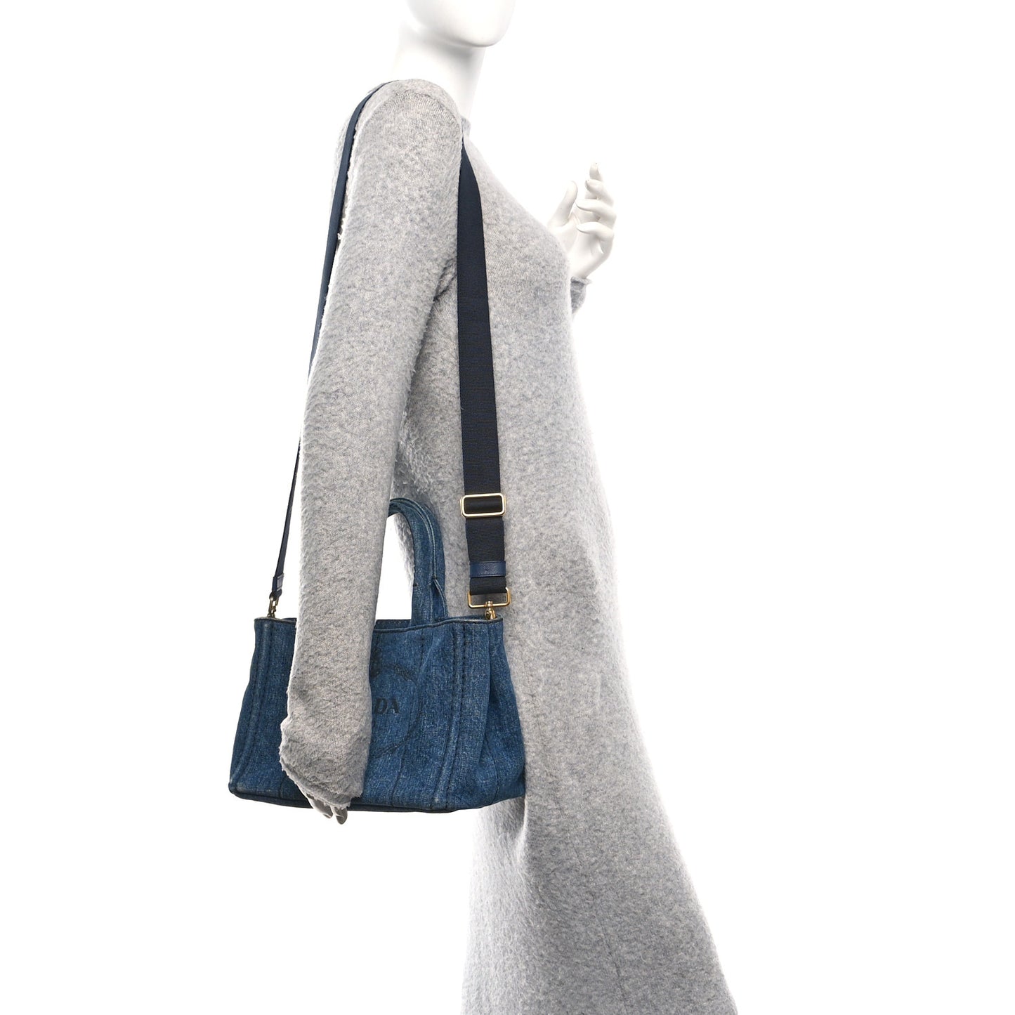 Denim Small Logo Tote Bleu