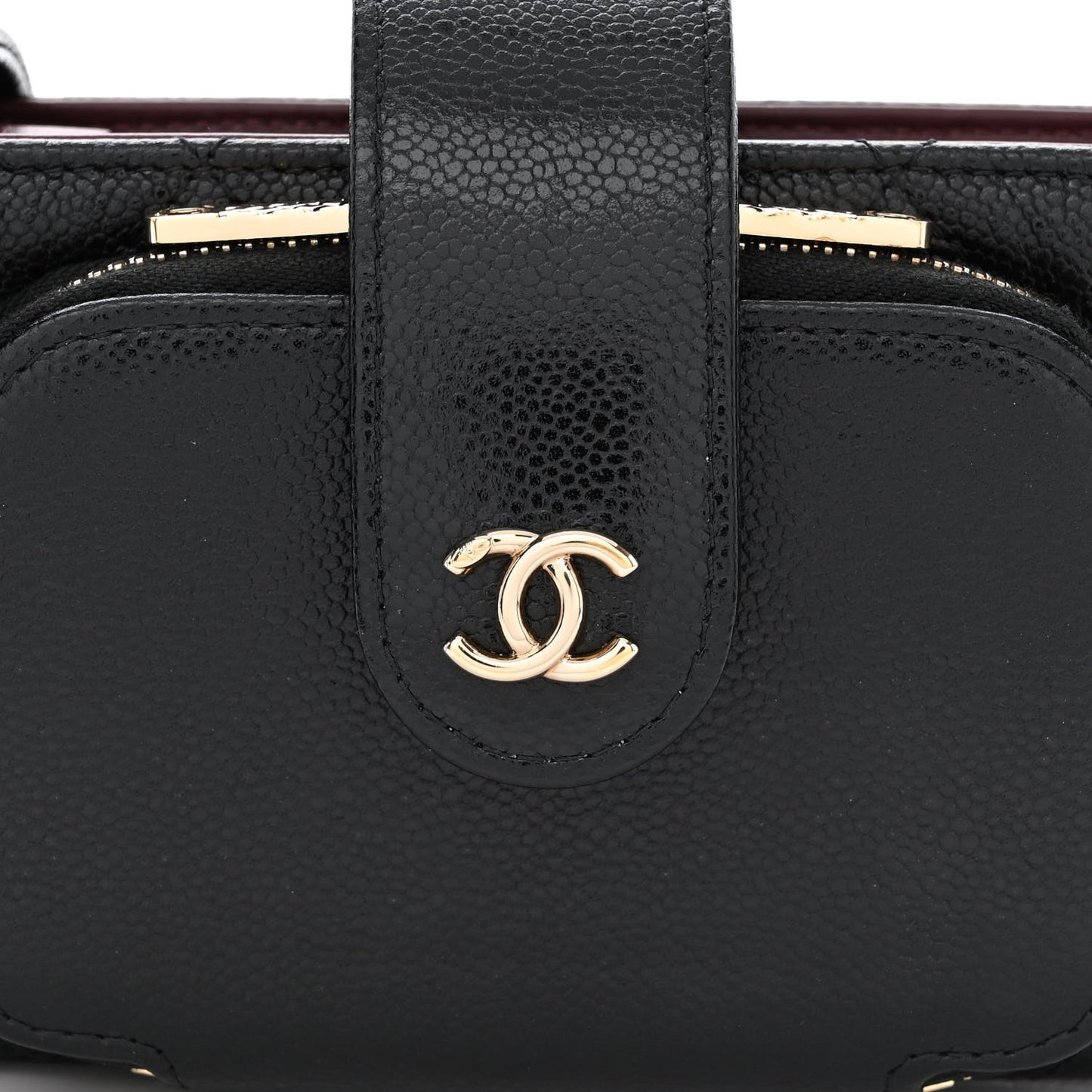 Caviar Quilted Business Affinity Phone Holder With Chain Black